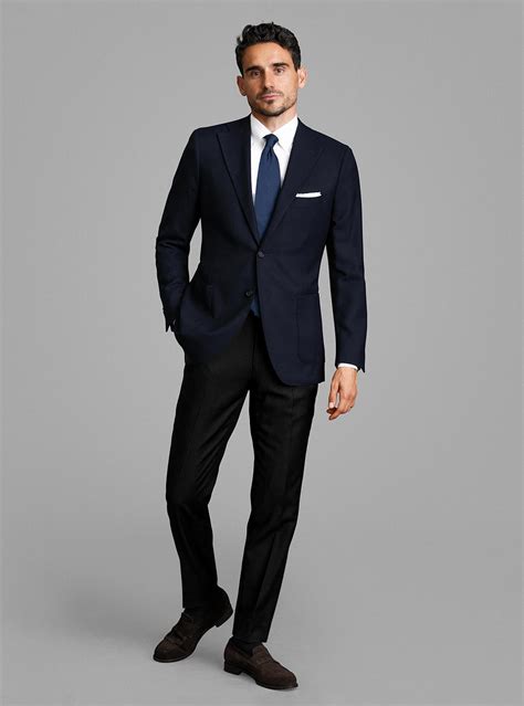 navy blue suit black pants.